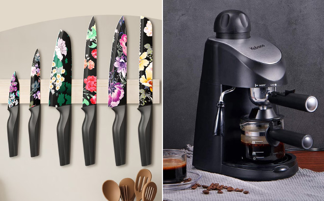 Astercook 6 Piece Flower Kitchen Knife Set