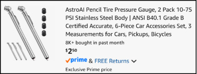 AstroAI Pencil Tire Pressure Gauge 2 Pack Checkout AstroAI Pencil Tire Pressure Gauge 2 Pack Checkout