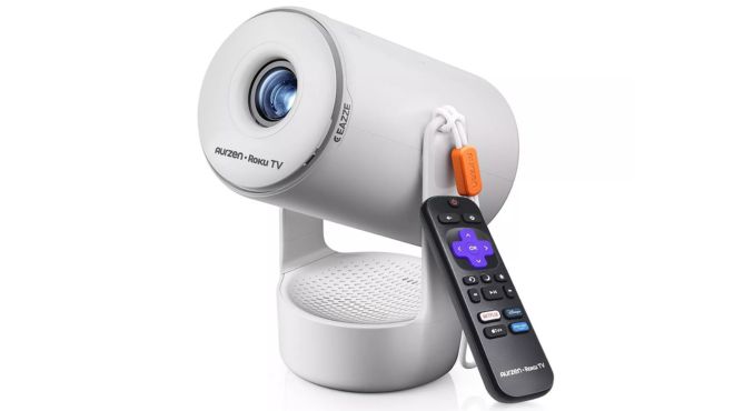 Aurzen 720p 160 Lumen 180 Degree Rotation Roku TV Mini Projector