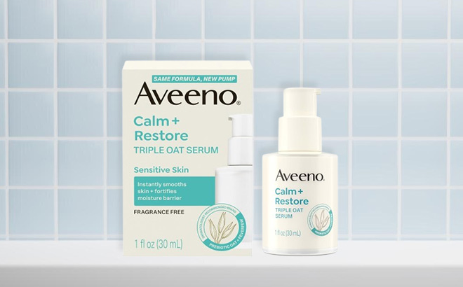 Aveeno Calm Restore Triple Oat Face Serum on the Table