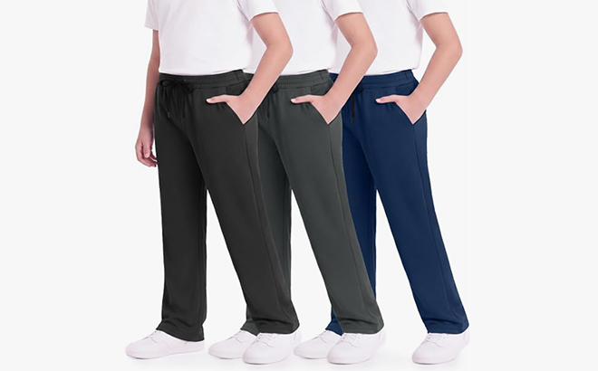 BOOJO Boys Sweatpants with Pockets 3 Pack