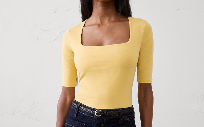 Banana Republic Factory Soft Stretch Square Neck Top