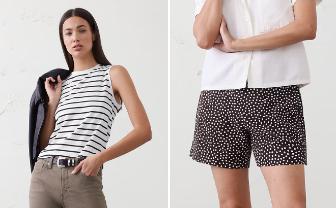 Banana Republic Timeless Tank and Anyday High Rise Linen Blend Shorts