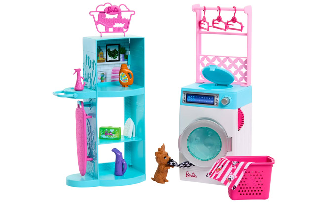 Barbie 10 Piece World Spinning Washer and Dryer Playset Barbie 10 Piece World Spinning Washer and Dryer Playset