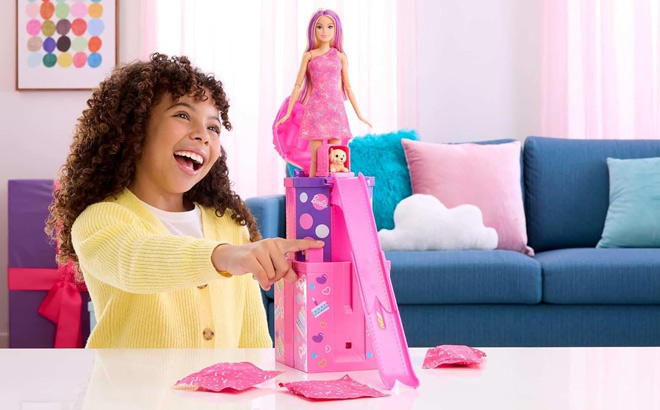 Barbie Rise Surprise Doll Accessories on Table Barbie Rise Surprise Doll Accessories on Table