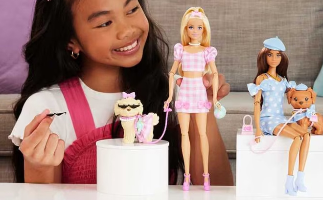 Barbie Twinning Looks Fashion Doll with Pet Dog