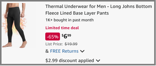 Barjneel Mens Thermal Underwear Pants Checkout Page