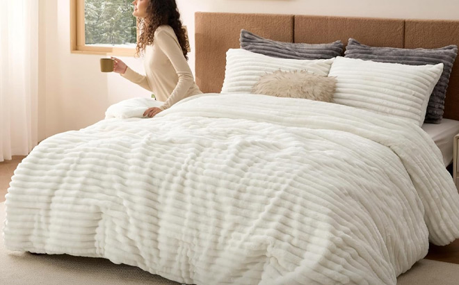 Bedsure 3 Piece Queen Fluffy Comforter Set
