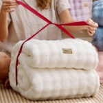 Bedsure Cloud Bubble Fleece Queen Blanket in Off White