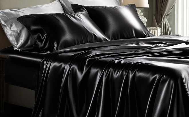 Bedsure Queen Black Satin Sheet Bedsure Queen Black Satin Sheet