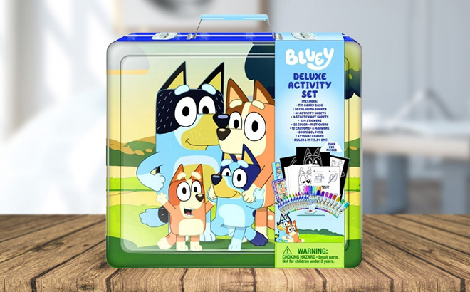 Bluey Deluxe Activity Art Set 200 Pieces on the Table