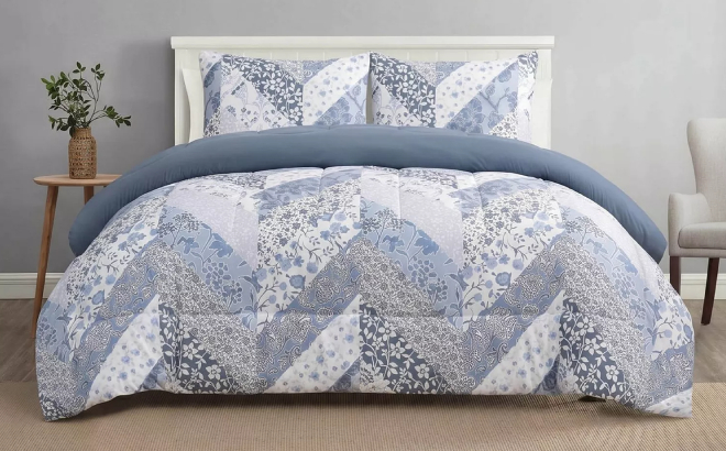 Bryony Floral Soft Patchwork Design 3 Piece Comforter Set