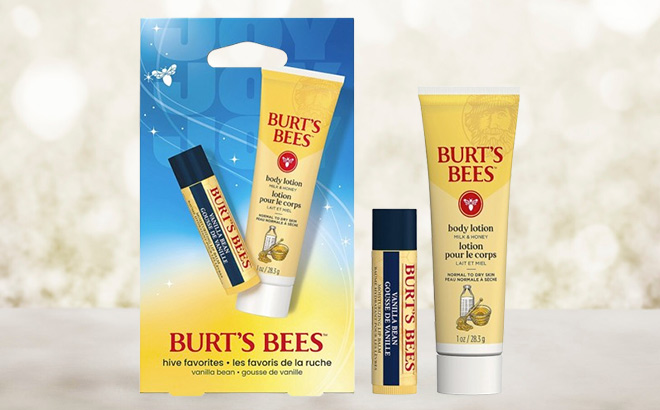 Burts Bees Hive Favorites Vanilla Gift Set on the Table