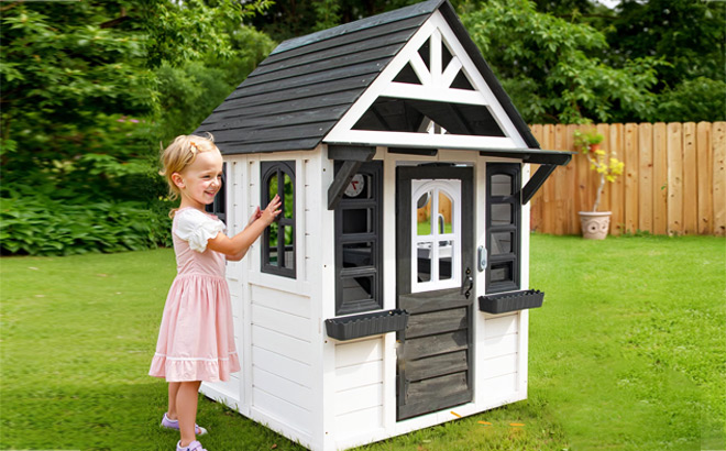 COCLUB Kids Wooden Outdoor Playhouse