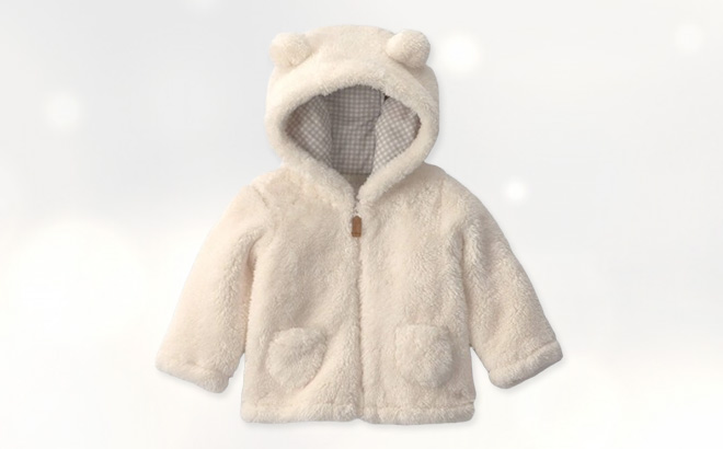 Carters Baby Bear Teddy Fleece Zip Up Hoodie on Neutral Background