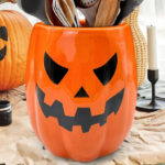 Ceramic Halloween Pumpkin Utensil Holder