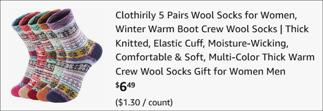 Clothirily Wool Socks 7 Pairs Checkout