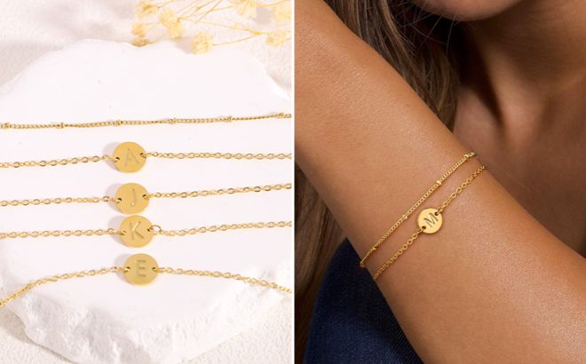 Dainty Gold Initial Bracelet Dainty Gold Initial Bracelet