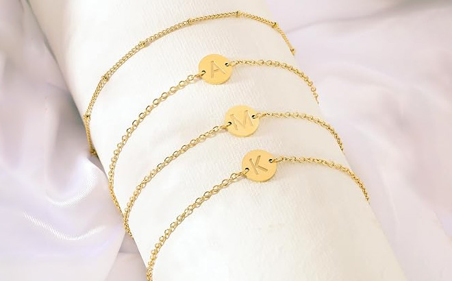 Dainty Gold Initial Bracelets Dainty Gold Initial Bracelets