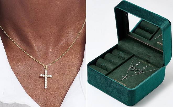 Diamonique Classics Cross Necklace