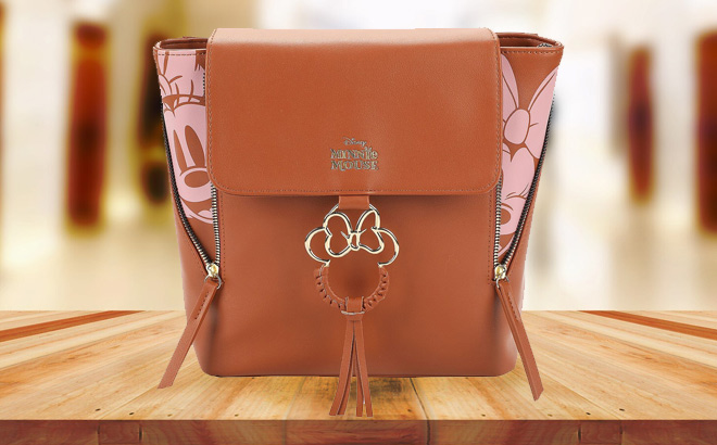 Disney Minnie Mouse Classic Faux Leather Mini Backpack on the Table