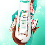 Dove Holiday Treats Body Wash on Glitter Background