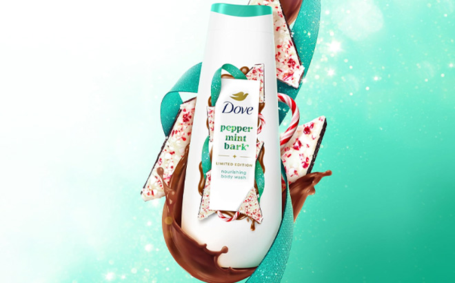 Dove Holiday Treats Body Wash on Glitter Background