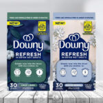 Downy Refresh Fabric Sheets 30 Count Bags on the Table