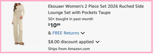 Ekouaer Womens 2 Piece Lounge Set Checkout Page