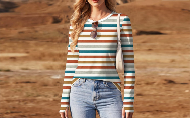 Ekouaer Womens Long Sleeve Shirts Thumb Hole Top