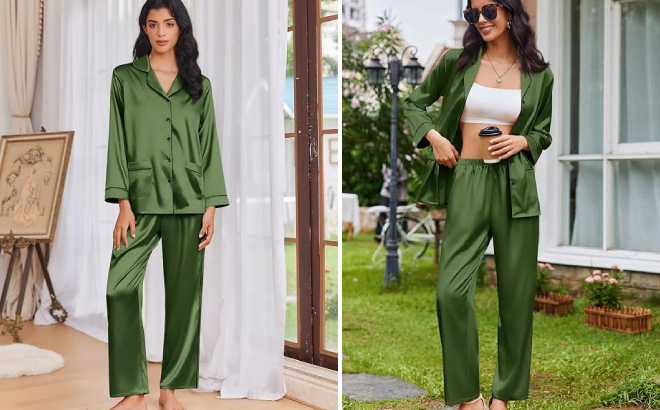 Ekouaer Womens Satin Silk Pajama Set Ekouaer Womens Satin Silk Pajama Set
