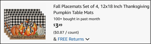 Fall Placemats 4 Piece Set Checkout Fall Placemats 4 Piece Set Checkout