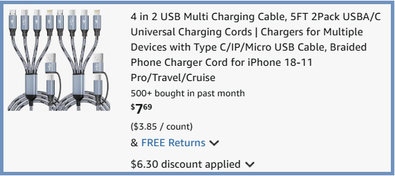 Firsting 5 Foot USB Multi Charging Cable 2 Pack Checkout Page Firsting 5 Foot USB Multi Charging Cable 2 Pack Checkout Page
