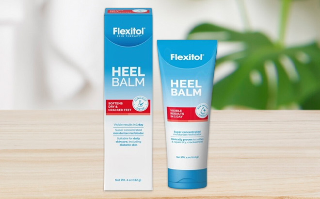 Flexitol Heel Balm on a Table Flexitol Heel Balm on a Table