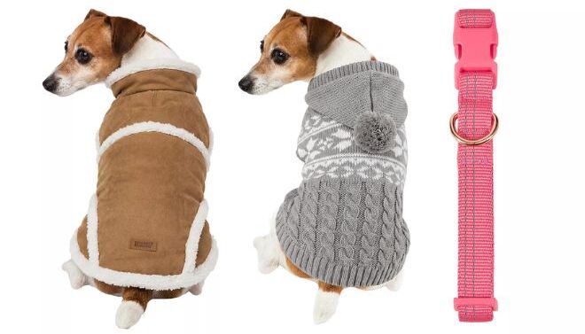 Friends Forever Faux Suede Dog Vest with Sherpa Trim Fair Isle Pet Hooded Sweater and Adjustable Dog Collar