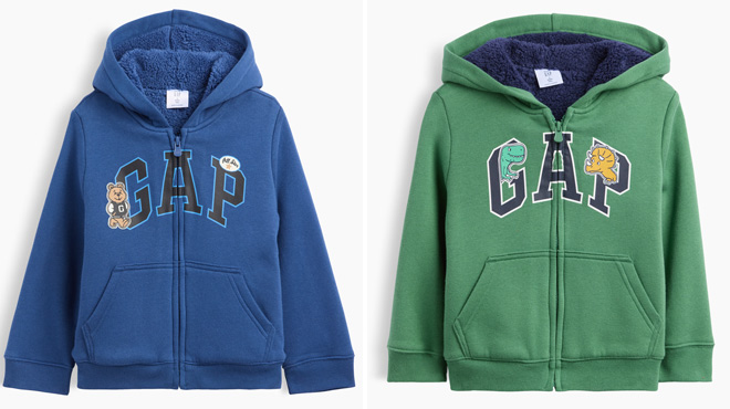 GAP Factory Toddler Sherpa Lined Logo Zip Hoodies