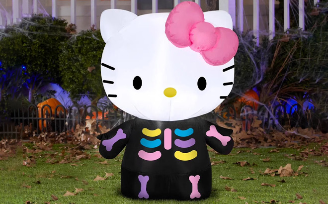 Gemmy Hello Kitty Womens Neon Skeleton Halloween Costume Inflatable