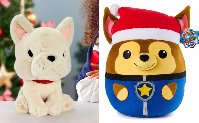 Geoffreys Toy Box 10 French Bulldog with Christmas Hat Plush Toy