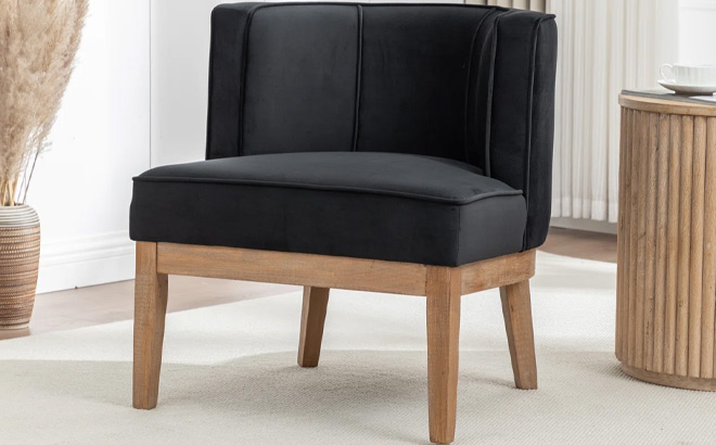 George Oliver Ezra Upholstered Barrel Chair in Black George Oliver Ezra Upholstered Barrel Chair in Black