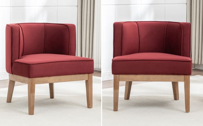 George Oliver Ezra Upholstered Barrel Chair in Red Velvet George Oliver Ezra Upholstered Barrel Chair in Red Velvet