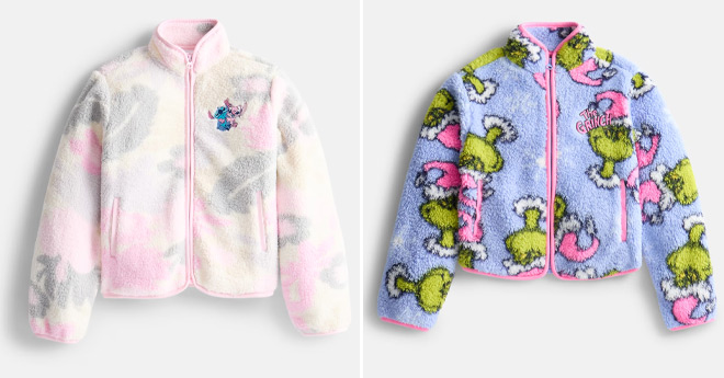 Girls Character Print Fleece Jackets Girls Character Print Fleece Jackets