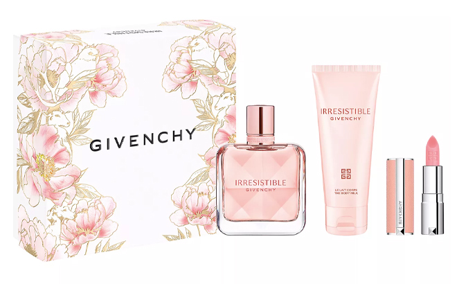 Givenchy 3 Pc Irresistible Eau De Parfum and Rose Perfecto Lip Balm Gift Set Givenchy 3 Pc Irresistible Eau De Parfum and Rose Perfecto Lip Balm Gift Set