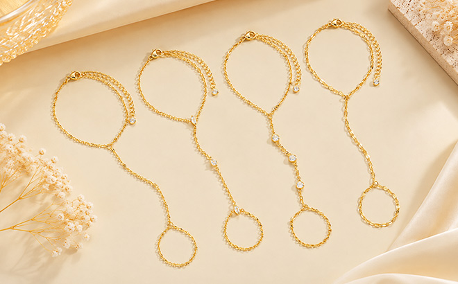 Gold Hand Chain Bracelet 4 Pack Gold Hand Chain Bracelet 4 Pack