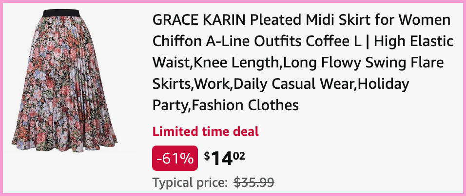 Grace Karin Womens Pleated Midi Skirt at Checkout
