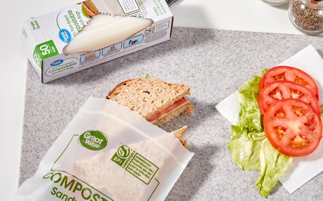 Great Value 25 Plant Based Compostable Sandwich Bags 50 Count Great Value 25 Plant Based Compostable Sandwich Bags 50 Count