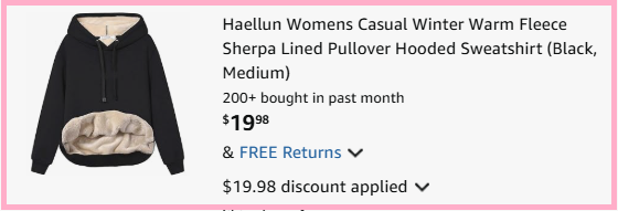Haellun Womens Sherpa Hooded Sweatshirt Checkout Page