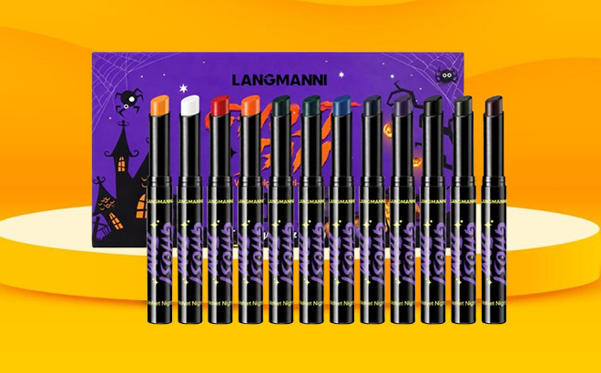 Halloween Lipstick Set 12 Piece on the Table