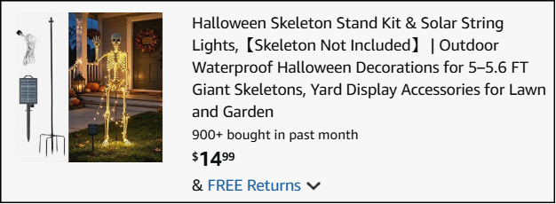 Halloween Skeleton Stand Kit Solar String Lights Checkout Halloween Skeleton Stand Kit Solar String Lights Checkout