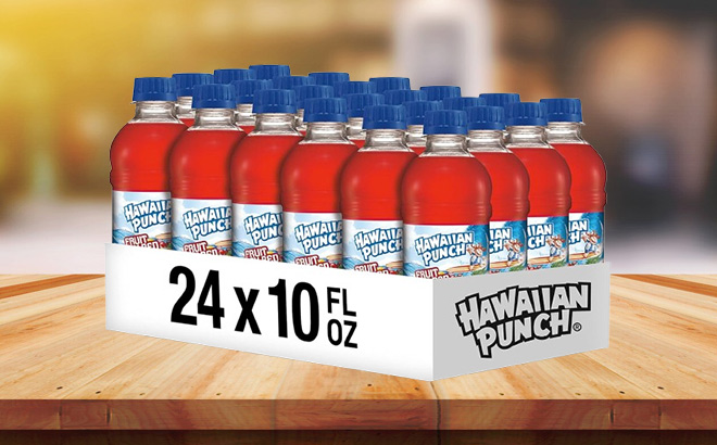 Hawaiian Punch Fruit Juicy Red Drink 24 Count on the Table Hawaiian Punch Fruit Juicy Red Drink 24 Count on the Table