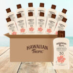 Hawaiian Tropic Sheer Touch Sunscreen Lotion 12 Pack on the Table